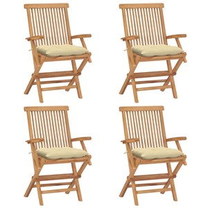 Maison exclusive - chaises de jardin et coussins blanc crème lot de 4 teck massi