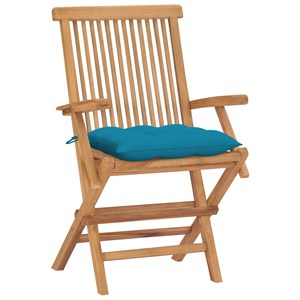 Maison exclusive - chaises de jardin avec coussins bleu clair lot de 4 teck mass