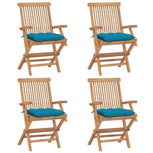 Maison exclusive - chaises de jardin avec coussins bleu clair lot de 4 teck mass