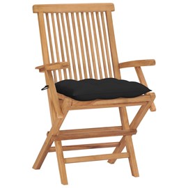 Maison exclusive - chaises de jardin et coussins noir lot de 4 bois de teck mass