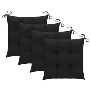 Maison exclusive - chaises de jardin et coussins noir lot de 4 bois de teck mass