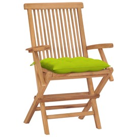 Maison exclusive - chaises de jardin avec coussins vert vif lot de 4 bois de tec