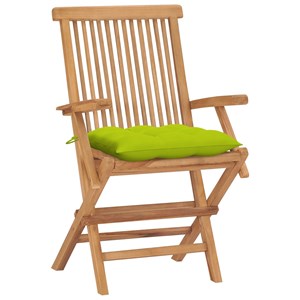 Maison exclusive - chaises de jardin avec coussins vert vif lot de 4 bois de tec