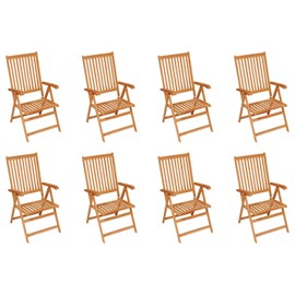 Maison exclusive - chaises inclinables de jardin et coussins lot de 8 teck solid