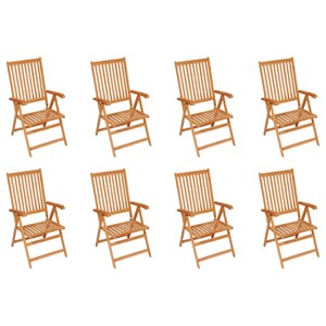 Maison exclusive - chaises inclinables de jardin et coussins lot de 8 teck solid