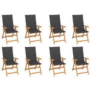 Maison exclusive - chaises inclinables de jardin et coussins lot de 8 teck solid