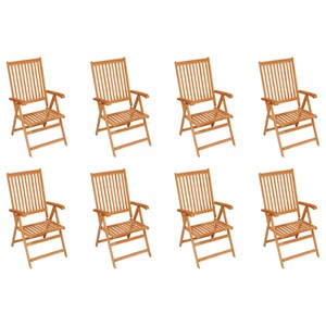 Maison exclusive - chaises inclinables de jardin et coussins lot de 8 teck solid