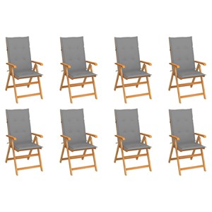 Maison exclusive - chaises inclinables de jardin et coussins lot de 8 teck solid