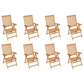 Maison exclusive - chaises inclinables de jardin et coussins lot de 8 teck solid