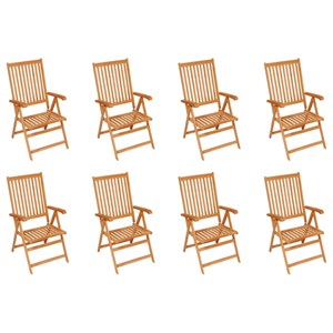 Maison exclusive - chaises inclinables de jardin et coussins lot de 8 teck solid