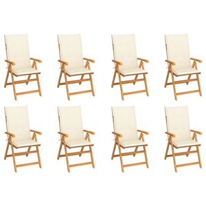 Maison exclusive - chaises inclinables de jardin et coussins lot de 8 teck solid
