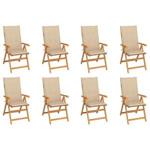 Maison exclusive - chaises inclinables de jardin et coussins lot de 8 teck solid