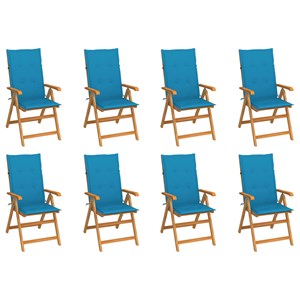 Maison exclusive - chaises inclinables de jardin et coussins lot de 8 teck solid