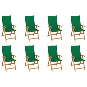 Maison exclusive - chaises inclinables de jardin et coussins lot de 8 teck solid