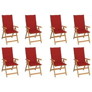 Maison exclusive - chaises inclinables de jardin et coussins lot de 8 teck solid