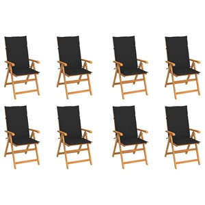 Maison exclusive - chaises inclinables de jardin et coussins lot de 8 teck solid