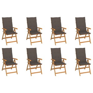 Maison exclusive - chaises inclinables de jardin et coussins lot de 8 teck solid