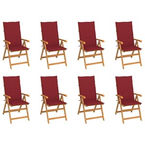 Maison exclusive - chaises inclinables de jardin et coussins lot de 8 teck solid
