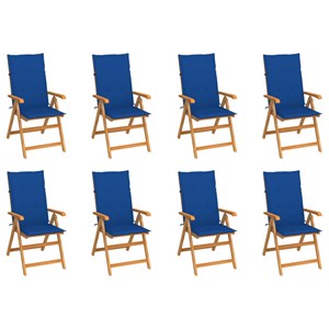Maison exclusive - chaises inclinables de jardin et coussins lot de 8 teck solid