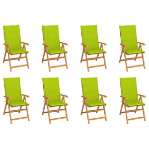 Maison exclusive - chaises inclinables de jardin et coussins lot de 8 teck solid