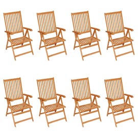 Maison exclusive - chaises inclinables de jardin et coussins lot de 8 teck solid
