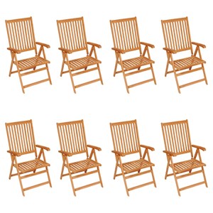Maison exclusive - chaises inclinables de jardin et coussins lot de 8 teck solid