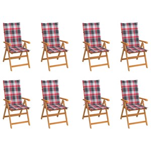 Maison exclusive - chaises inclinables de jardin et coussins lot de 8 teck solid