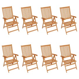 Maison exclusive - chaises inclinables de jardin et coussins lot de 8 teck solid