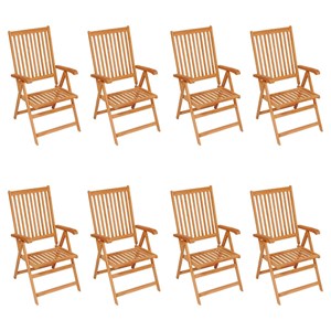 Maison exclusive - chaises inclinables de jardin et coussins lot de 8 teck solid