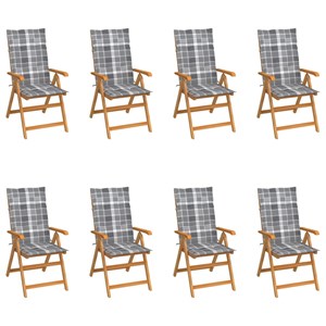 Maison exclusive - chaises inclinables de jardin et coussins lot de 8 teck solid