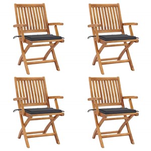 Maison exclusive - chaises pliables de jardin avec coussins lot de 4 teck solide