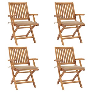 Maison exclusive - chaises pliables de jardin avec coussins lot de 4 teck solide