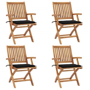 Maison exclusive - chaises pliables de jardin avec coussins lot de 4 teck solide