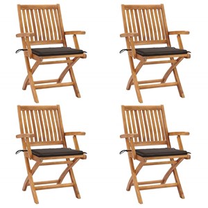 Maison exclusive - chaises pliables de jardin avec coussins lot de 4 teck solide