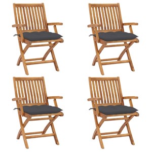 Maison exclusive - chaises pliables de jardin avec coussins lot de 4 teck solide