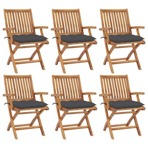 Maison exclusive - chaises pliables de jardin avec coussins lot de 6 bois de tec