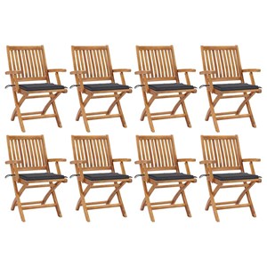 Maison exclusive - chaises pliables de jardin avec coussins lot de 8 teck solide