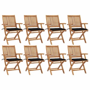 Maison exclusive - chaises pliables de jardin avec coussins lot de 8 teck solide