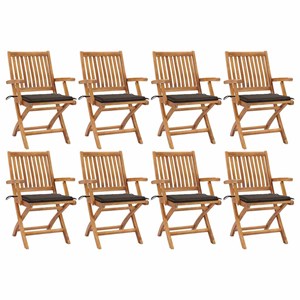 Maison exclusive - chaises pliables de jardin avec coussins lot de 8 teck solide