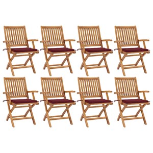 Maison exclusive - chaises pliables de jardin avec coussins lot de 8 teck solide