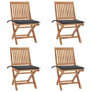 Maison exclusive - chaises pliables de jardin avec coussins lot de 4 teck solide