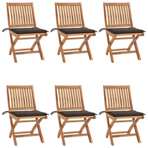 Maison exclusive - chaises pliables de jardin avec coussins lot de 6 bois de tec