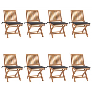 Maison exclusive - chaises pliables de jardin avec coussins lot de 8 teck solide