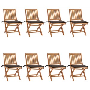 Maison exclusive - chaises pliables de jardin avec coussins lot de 8 teck solide