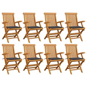Maison exclusive - chaises de jardin avec coussins anthracite lot de 8 teck mass
