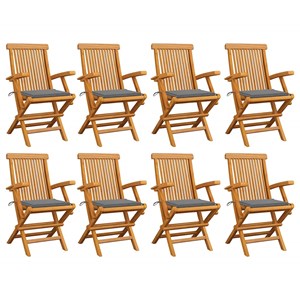 Maison exclusive - chaises de jardin avec coussins gris lot de 8 bois teck massi