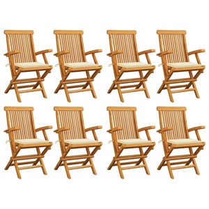 Maison exclusive - chaises de jardin avec coussins crème lot de 8 bois teck mass