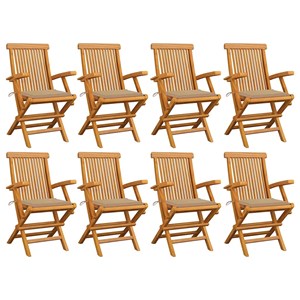 Maison exclusive - chaises de jardin avec coussins beige lot de 8 bois teck mass