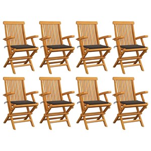Maison exclusive - chaises de jardin avec coussins taupe lot de 8 bois teck mass