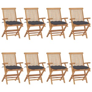 Maison exclusive - chaises de jardin avec coussins anthracite lot de 8 teck mass